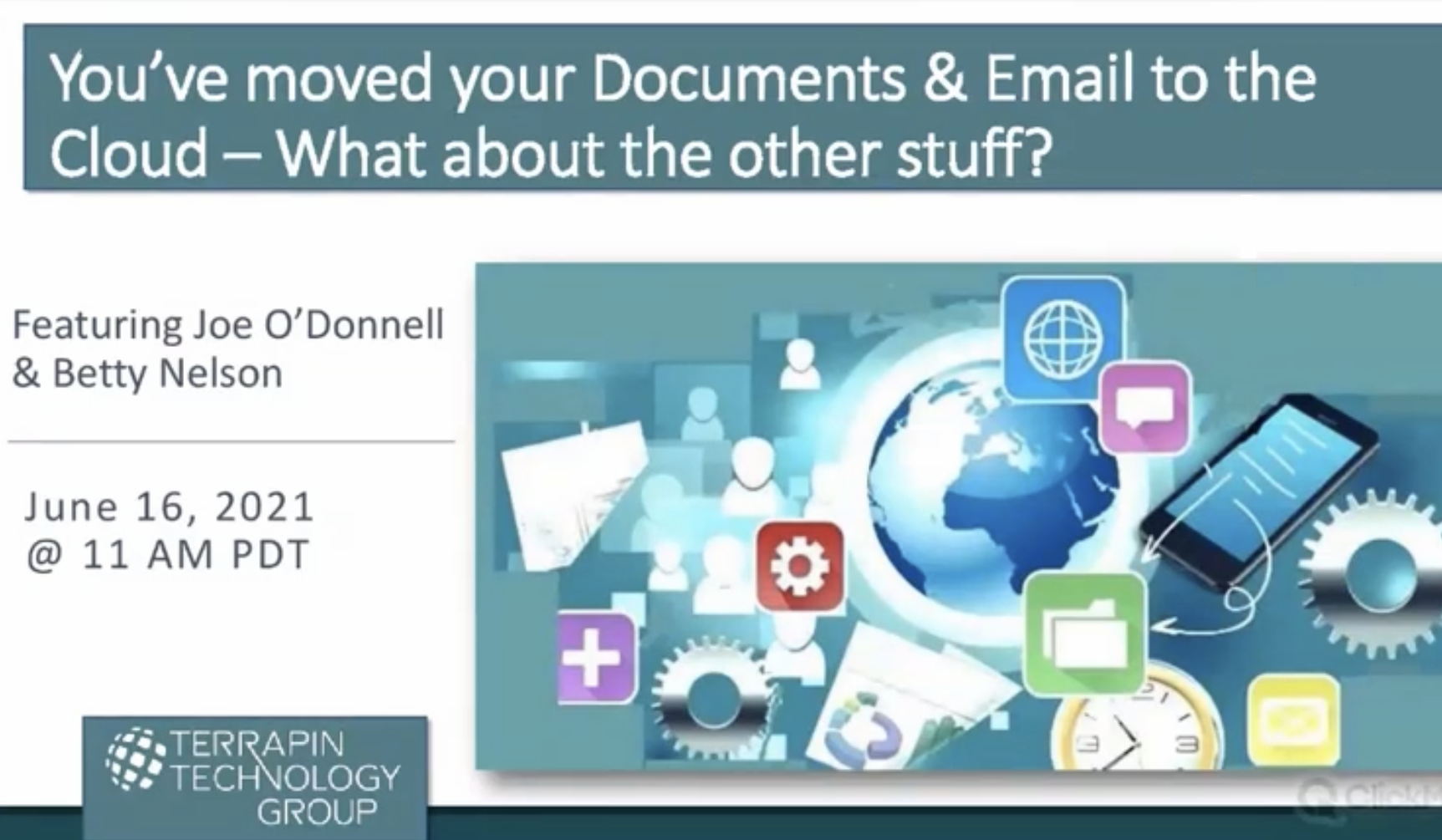 We’ve moved our Documents & Email to the Cloud – What about the other stuff? - Webinar Wednesday